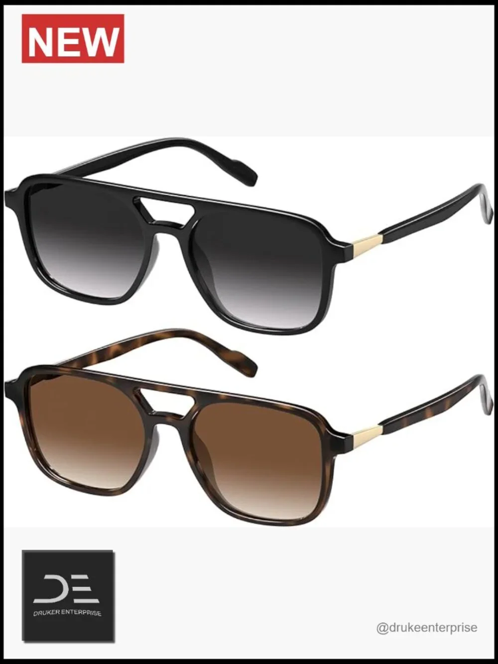Polarized Trendy Rectangular Aviator Sunglasses UV Protection